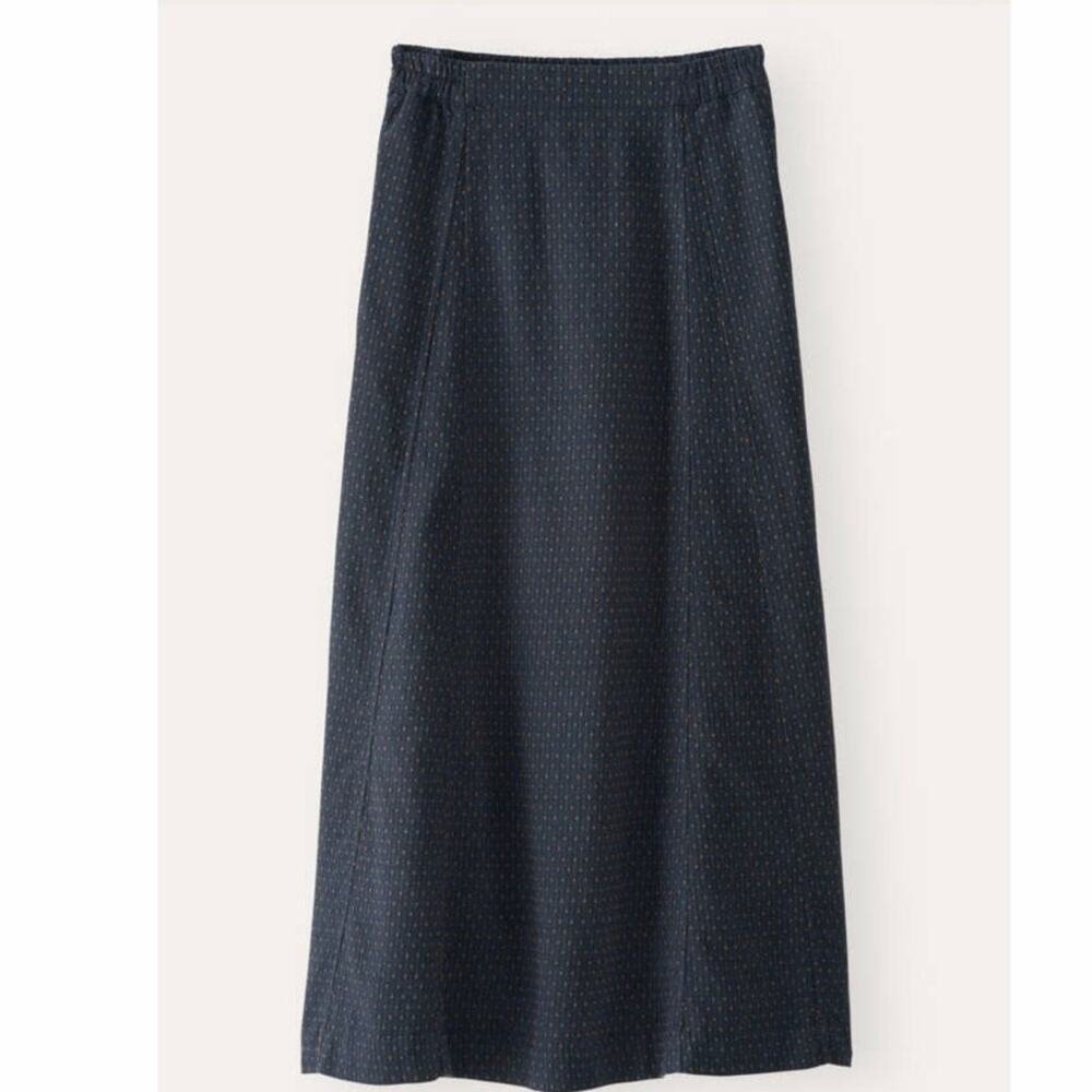 Poetry LONG GODET SKIRT Hemp & organic cotton size 14 Pockets Petrol Rust Blue